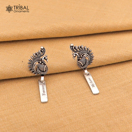 925 sterling silver vintage peacock design ethnic stud earring s1373
