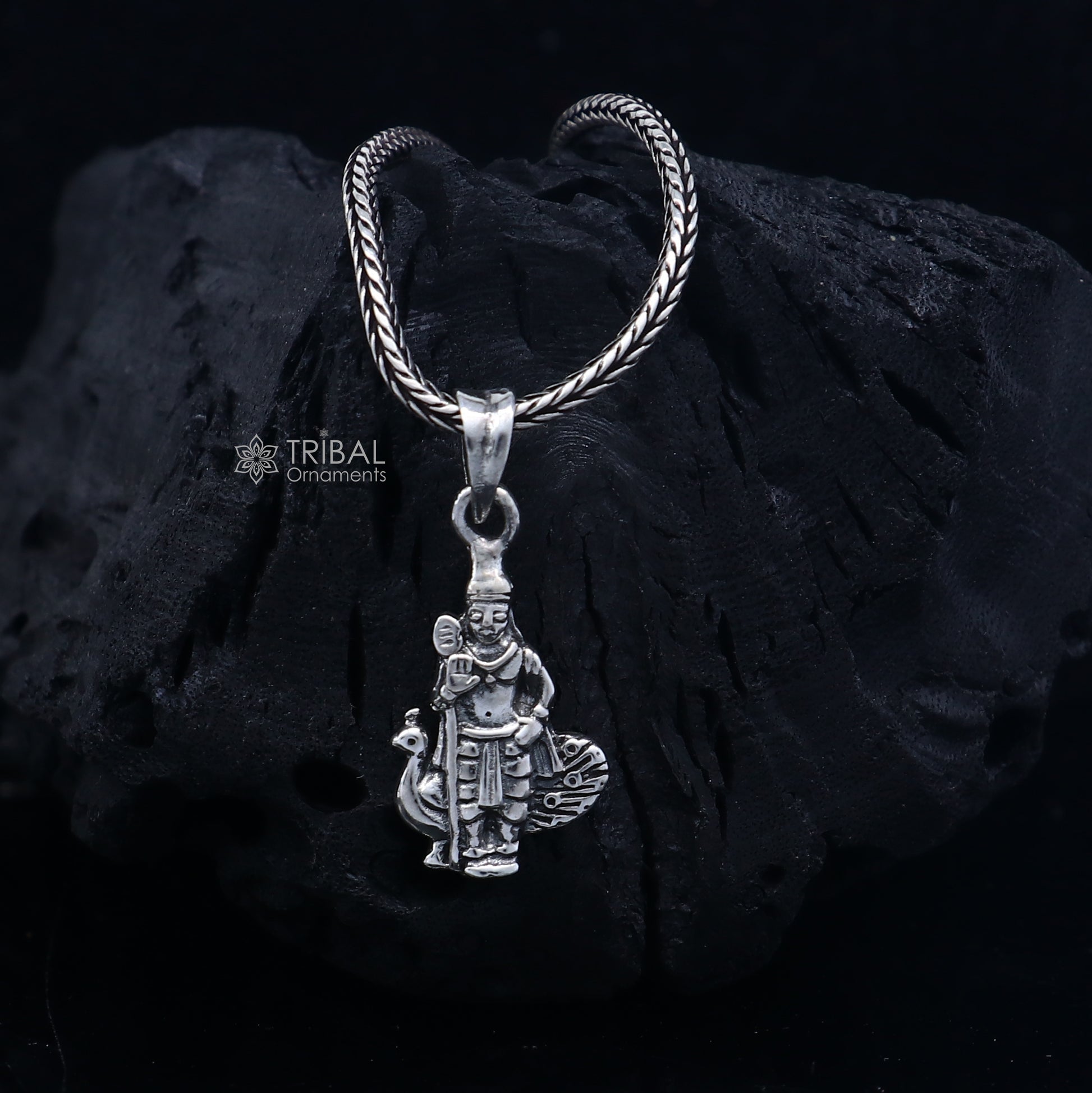 925 Sterling silver handmade  Lord kartikey pendant nsp864 - TRIBAL ORNAMENTS