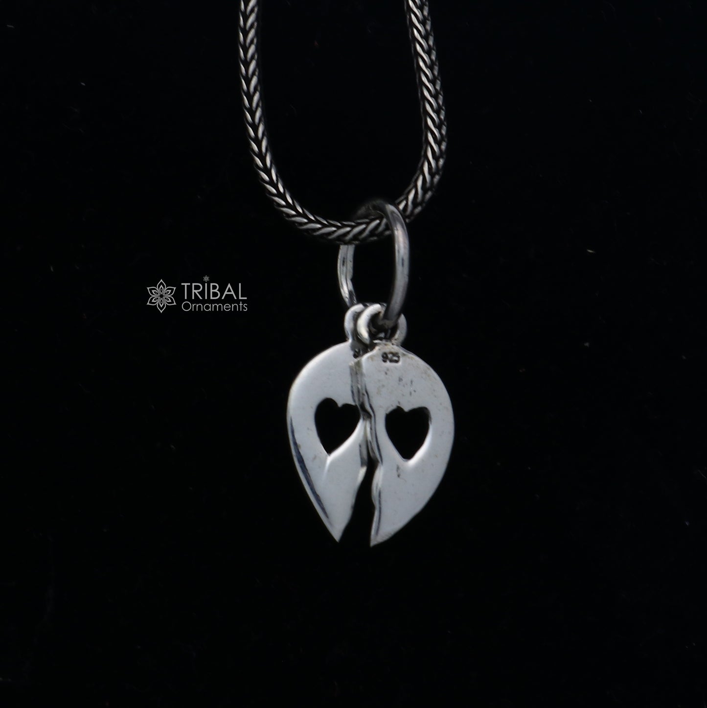 925 Sterling silver handmade Broken heart pendant,nsp859 - TRIBAL ORNAMENTS