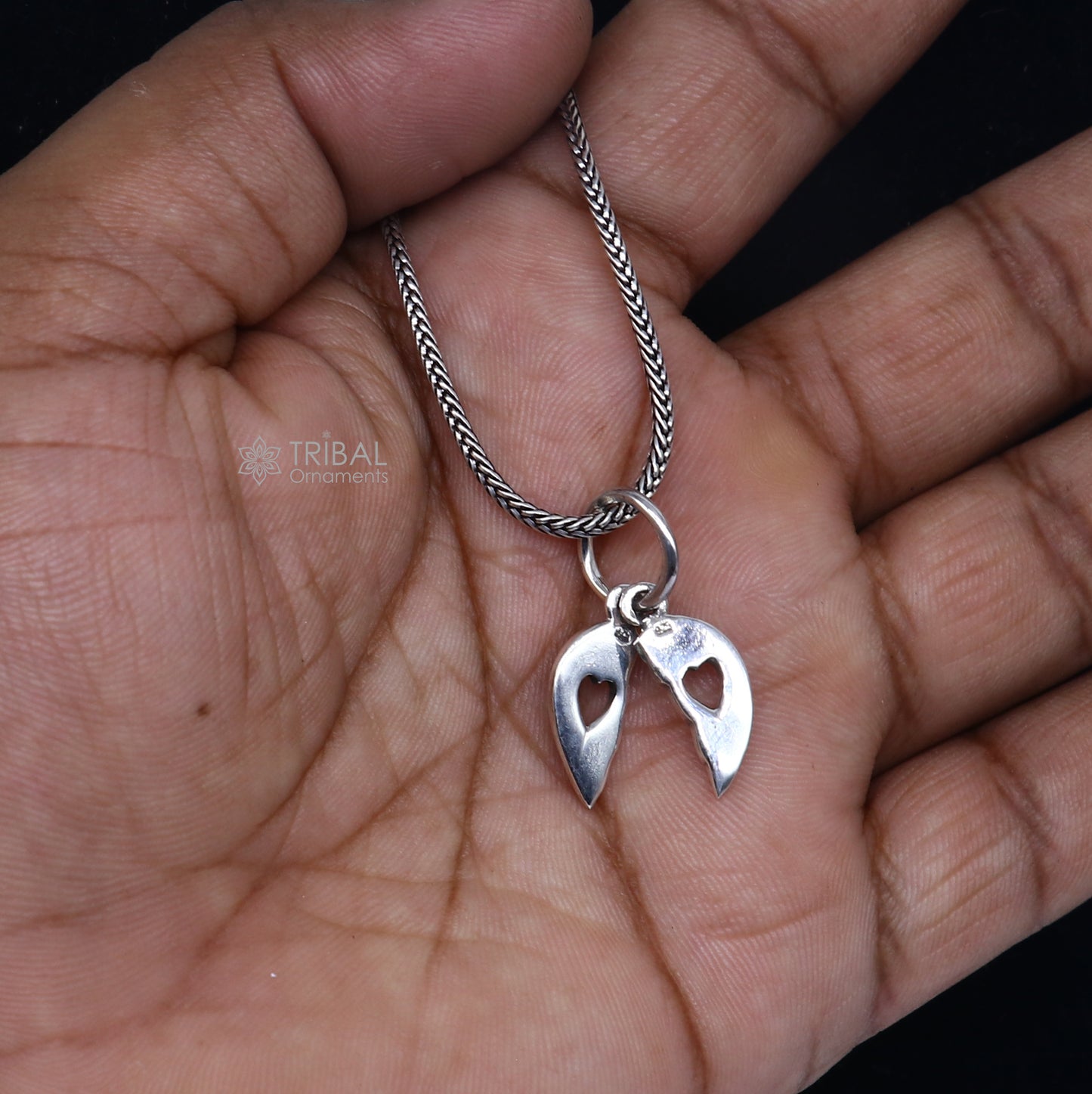 925 Sterling silver handmade Broken heart pendant,nsp859 - TRIBAL ORNAMENTS
