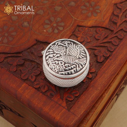 Eagle design 925 sterling silver handmade trinket box, eye kajal box, container box, kumkum box, sindur box, best brides gift stb813