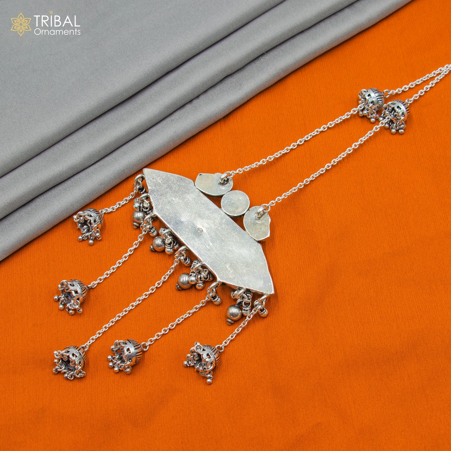 30" 925 sterling silver handmade chain with chitai design long necklace traditional cultural functional pendant necklace jewelry Set708 - TRIBAL ORNAMENTS