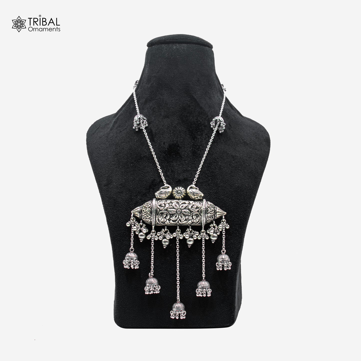 30" 925 sterling silver handmade chain with chitai design long necklace traditional cultural functional pendant necklace jewelry Set708 - TRIBAL ORNAMENTS