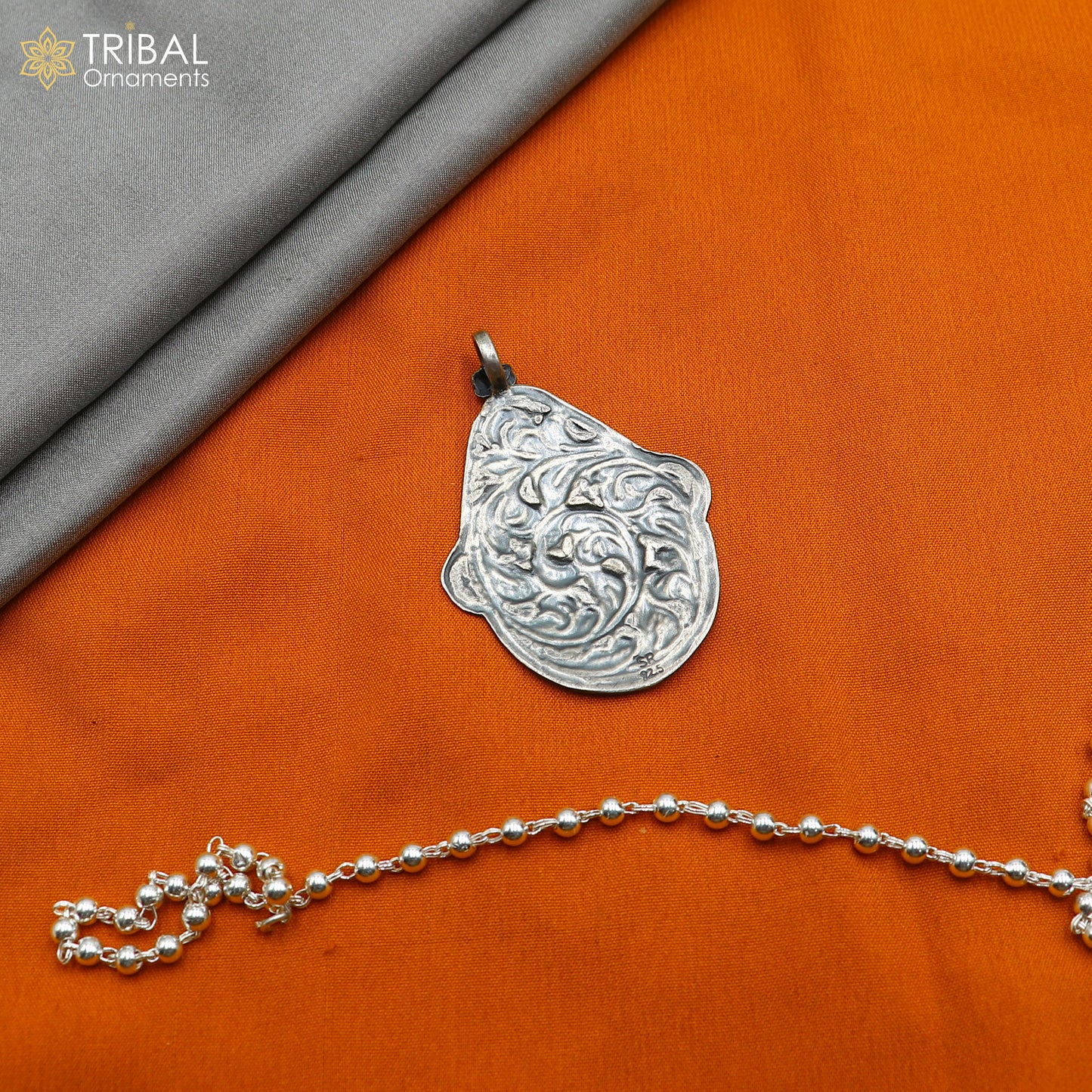 30" 925 sterling silver handmade beaded chain with chitai design long necklace traditional cultural functional pendant necklace jewelry Set712 - TRIBAL ORNAMENTS