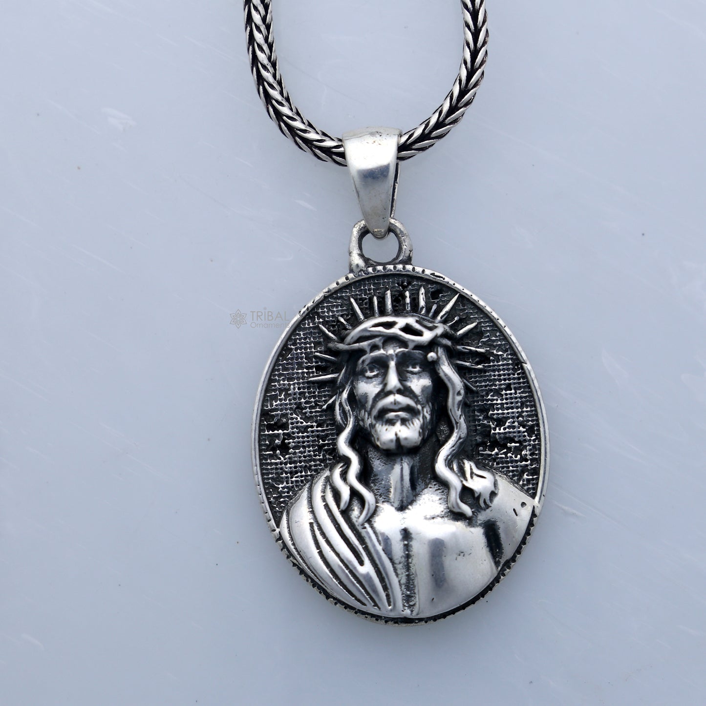 925 Sterling silver handmade unique design mens silver Jesus pendant nsp873 - TRIBAL ORNAMENTS