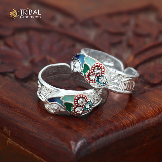 925 sterling silver minakari work toering, toe band stylish women's brides jewelry toer160