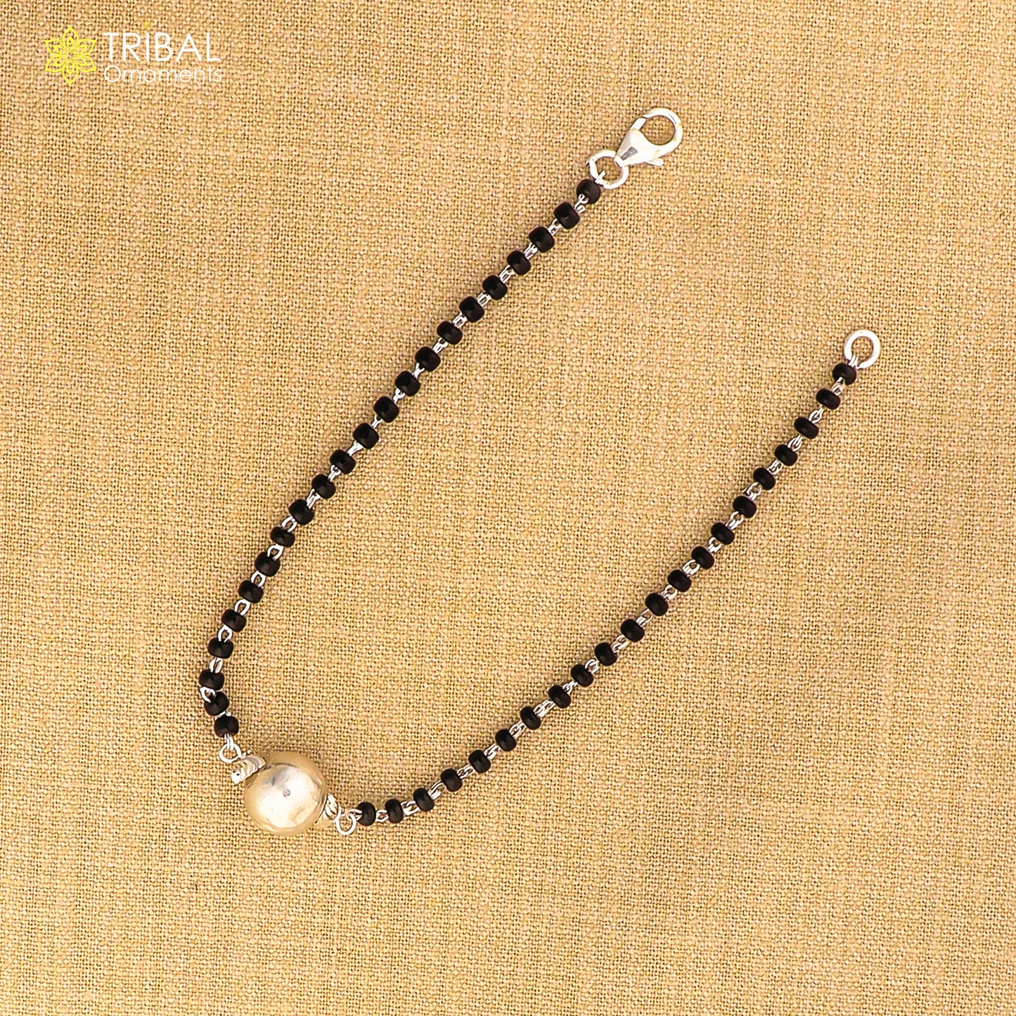 925 sterling silver modern cultural black beaded all sizes girls bracelet Combo use bracelet or anklets, best Mangalsutra bracelet sbr455