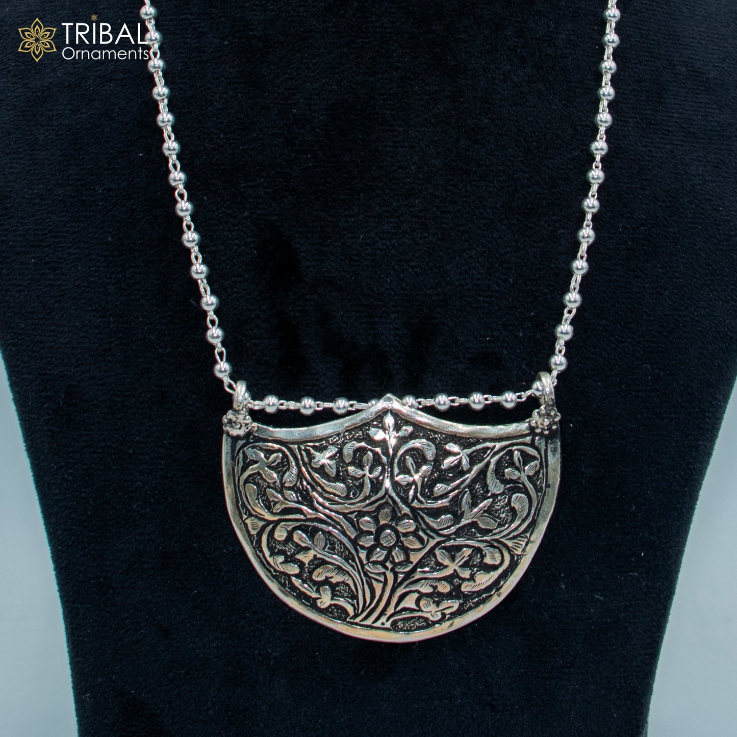 30" 925 sterling silver handmade beaded chain with chitai design long necklace traditional cultural functional pendant necklace jewelry Set716 - TRIBAL ORNAMENTS