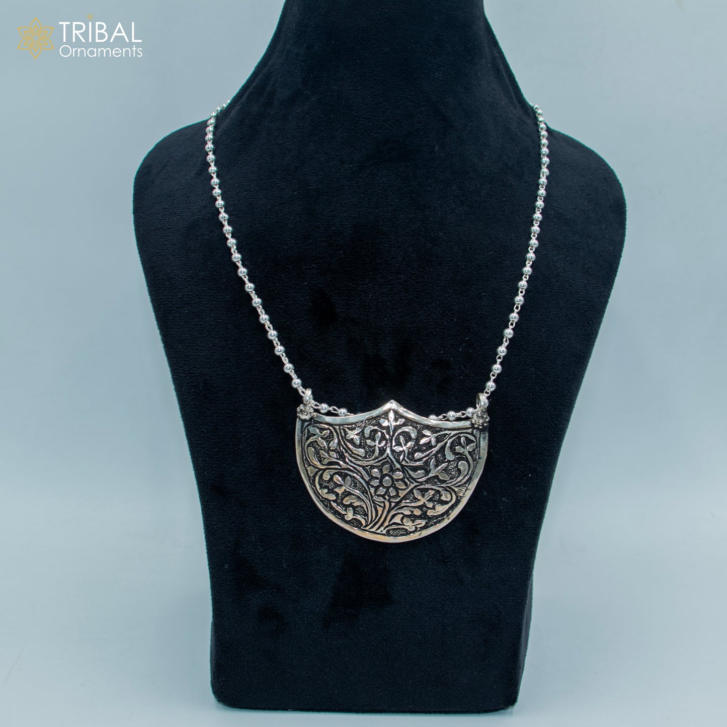30" 925 sterling silver handmade beaded chain with chitai design long necklace traditional cultural functional pendant necklace jewelry Set716 - TRIBAL ORNAMENTS
