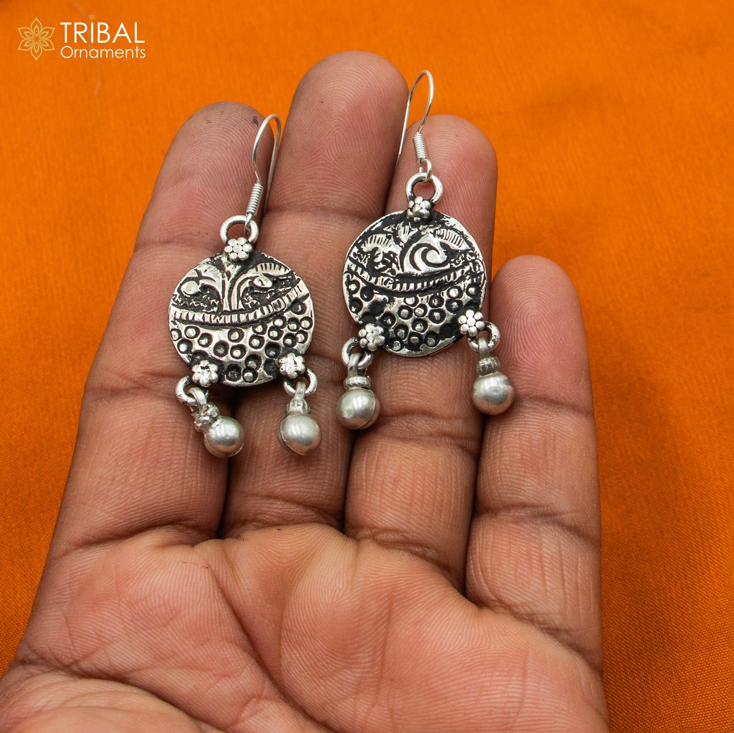 30" 925 sterling silver handmade beaded chain with flower design long necklace traditional cultural functional pendant necklace jewelry Set717 - TRIBAL ORNAMENTS