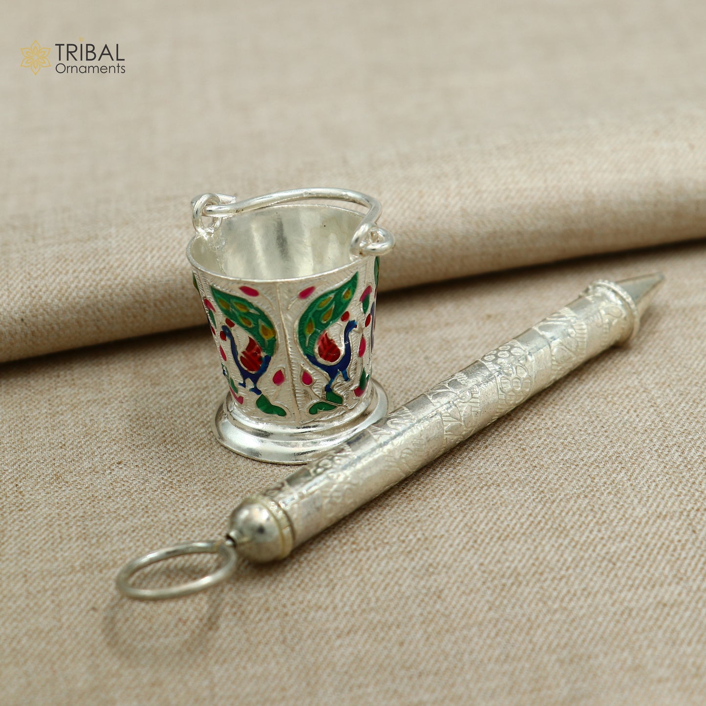 925 sterling silver new trendy Pichkari and Bucket best gift to Lord Krishna accessories su001288 - TRIBAL ORNAMENTS