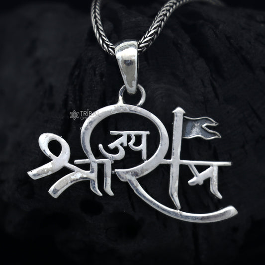 925 Sterling silver handmade unique design Lord jai shree ram pendant nsp875 - TRIBAL ORNAMENTS
