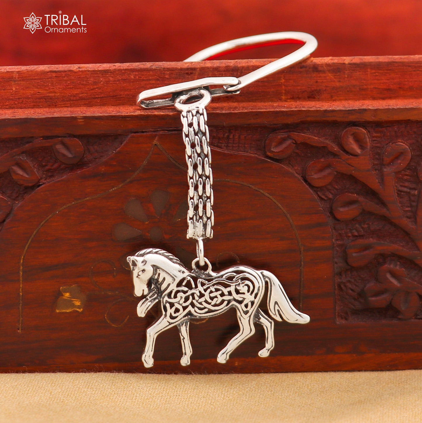 925 Sterling silver handmade unique vintage horse design solid key chain, stylish royal gifting silver accessories unisex gift kch11