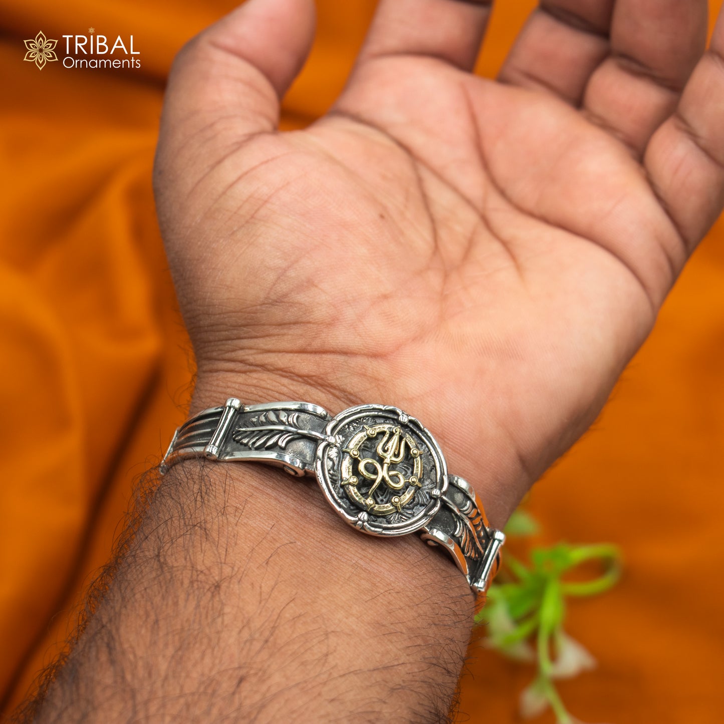 925 sterling silver handmade lord shiva trident design adjustable bangle bracelet kada unisex jewelry cuff243 - TRIBAL ORNAMENTS