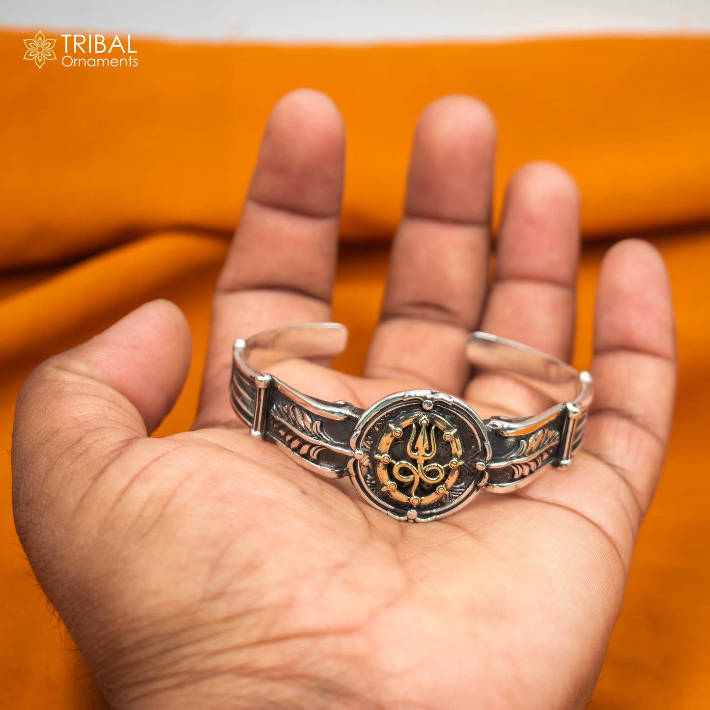 925 sterling silver handmade lord shiva trident design adjustable bangle bracelet kada unisex jewelry cuff243 - TRIBAL ORNAMENTS