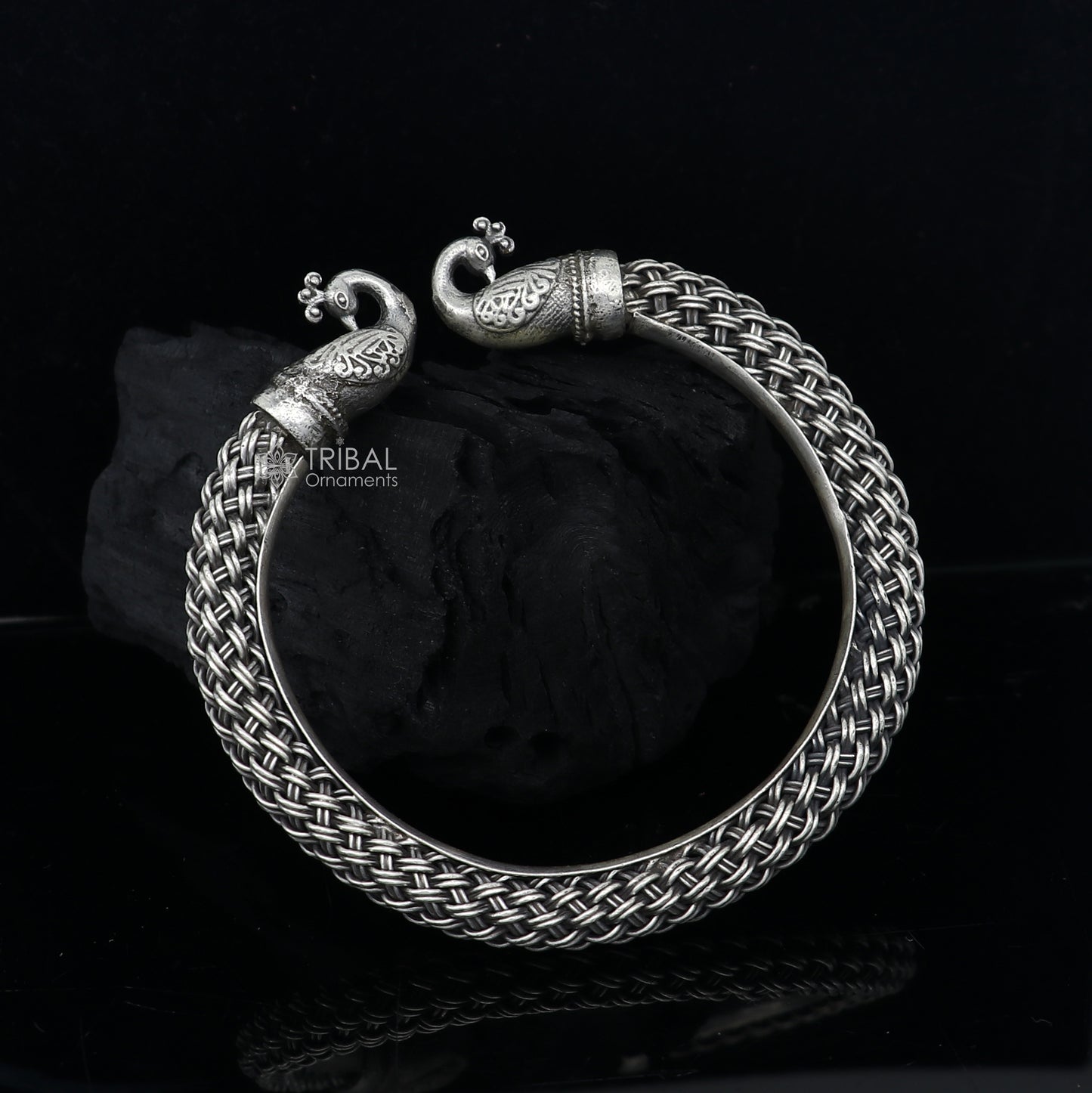 925 sterling silver handmade fashionable vintage peacock design bangle bracelet kada, unisex customized personalized hip-hop jewelry nsk845 - TRIBAL ORNAMENTS