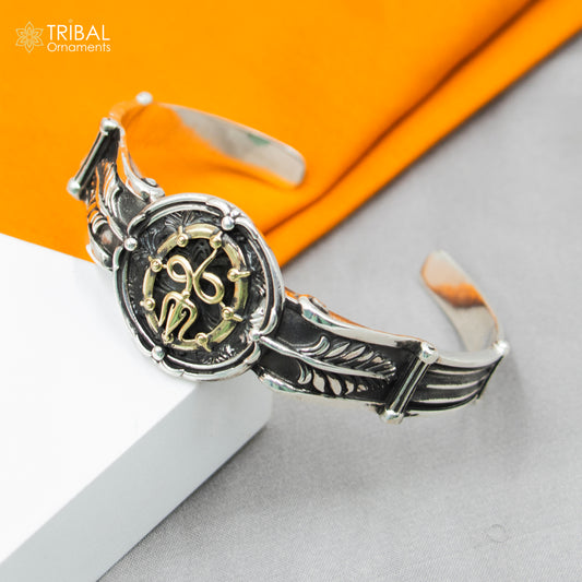 925 sterling silver handmade lord shiva trident design adjustable bangle bracelet kada unisex jewelry cuff243 - TRIBAL ORNAMENTS