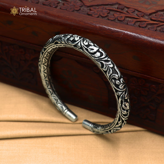 925 Sterling silver chitai work customized bangle cuff kada unisex personalized tribal jewelry nsk972