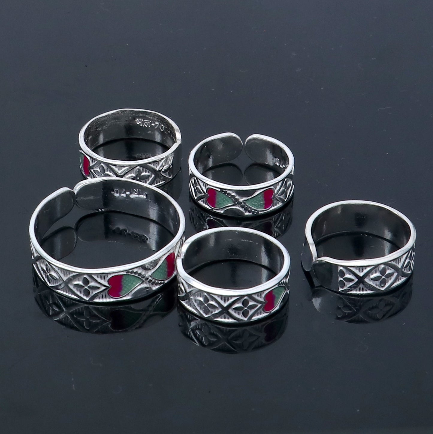 925 sterling silver handmade adjustable fabulous heart design toe ring tribal belly dance jewelry from India toer149 - TRIBAL ORNAMENTS