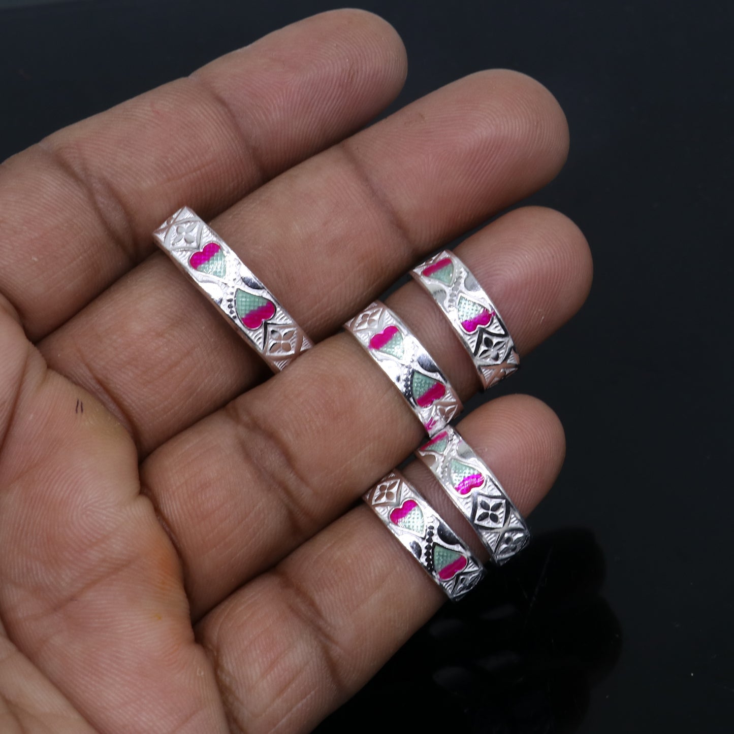 925 sterling silver handmade adjustable fabulous heart design toe ring tribal belly dance jewelry from India toer149 - TRIBAL ORNAMENTS