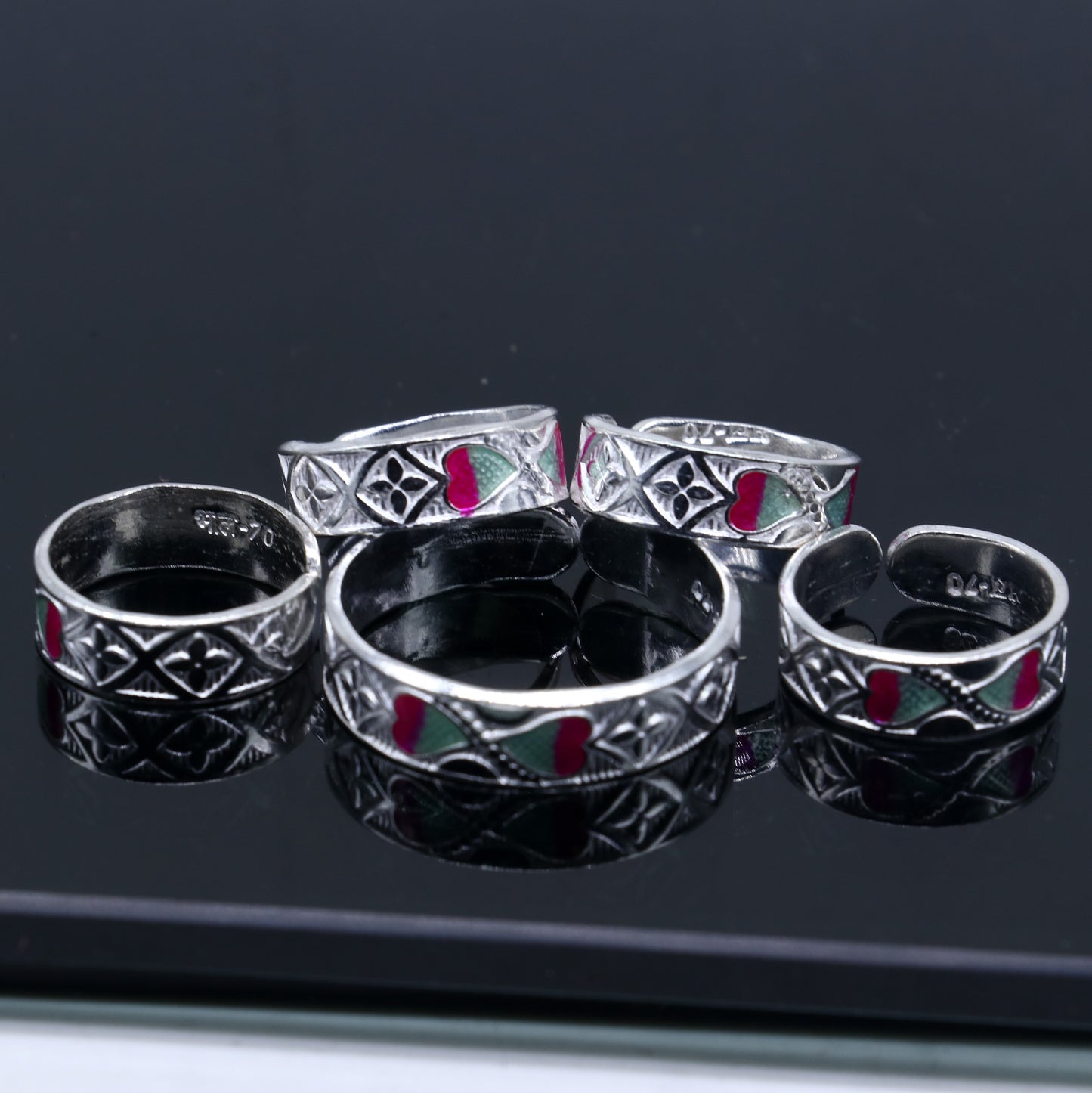925 sterling silver handmade adjustable fabulous heart design toe ring tribal belly dance jewelry from India toer149 - TRIBAL ORNAMENTS