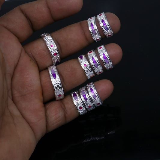 925 sterling silver handmade adjustable fabulous unique design toe ring tribal belly dance jewelry from India toer151 - TRIBAL ORNAMENTS