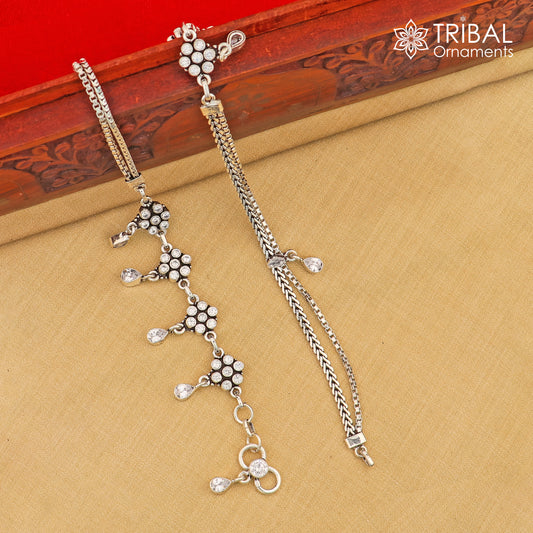 10.5" 925 sterling silver white stone anklets foot bracelet ank726