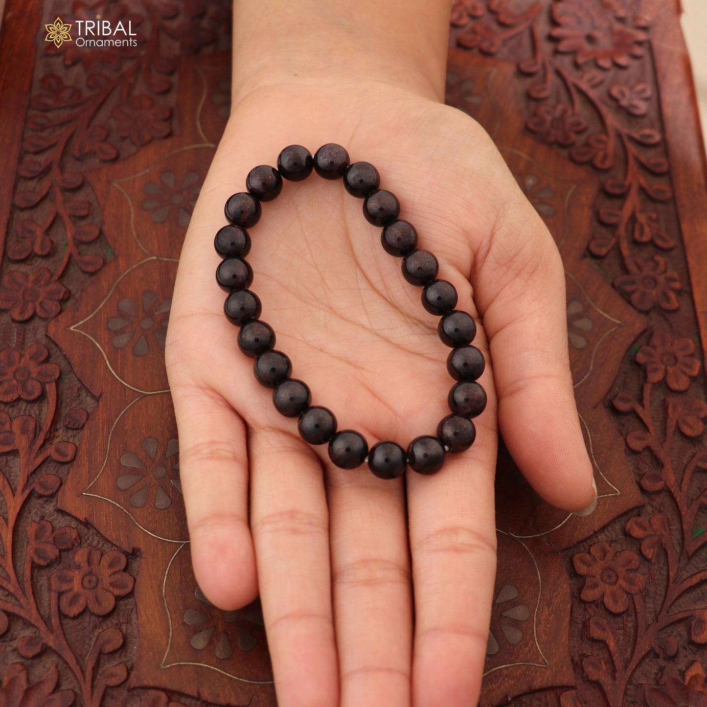 8 MM natural red garnet stone beaded handmade bracelet, customized unisex Jewelry stnbr169