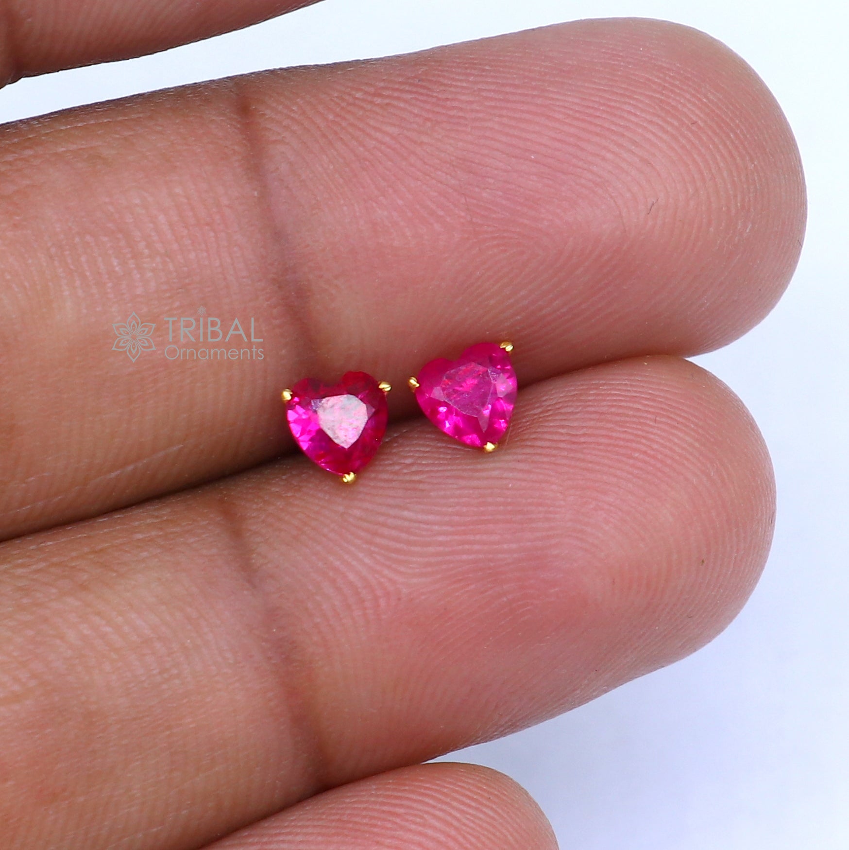 14Kt yellow gold pink diamond stud earring for unisex er190 - TRIBAL ORNAMENTS
