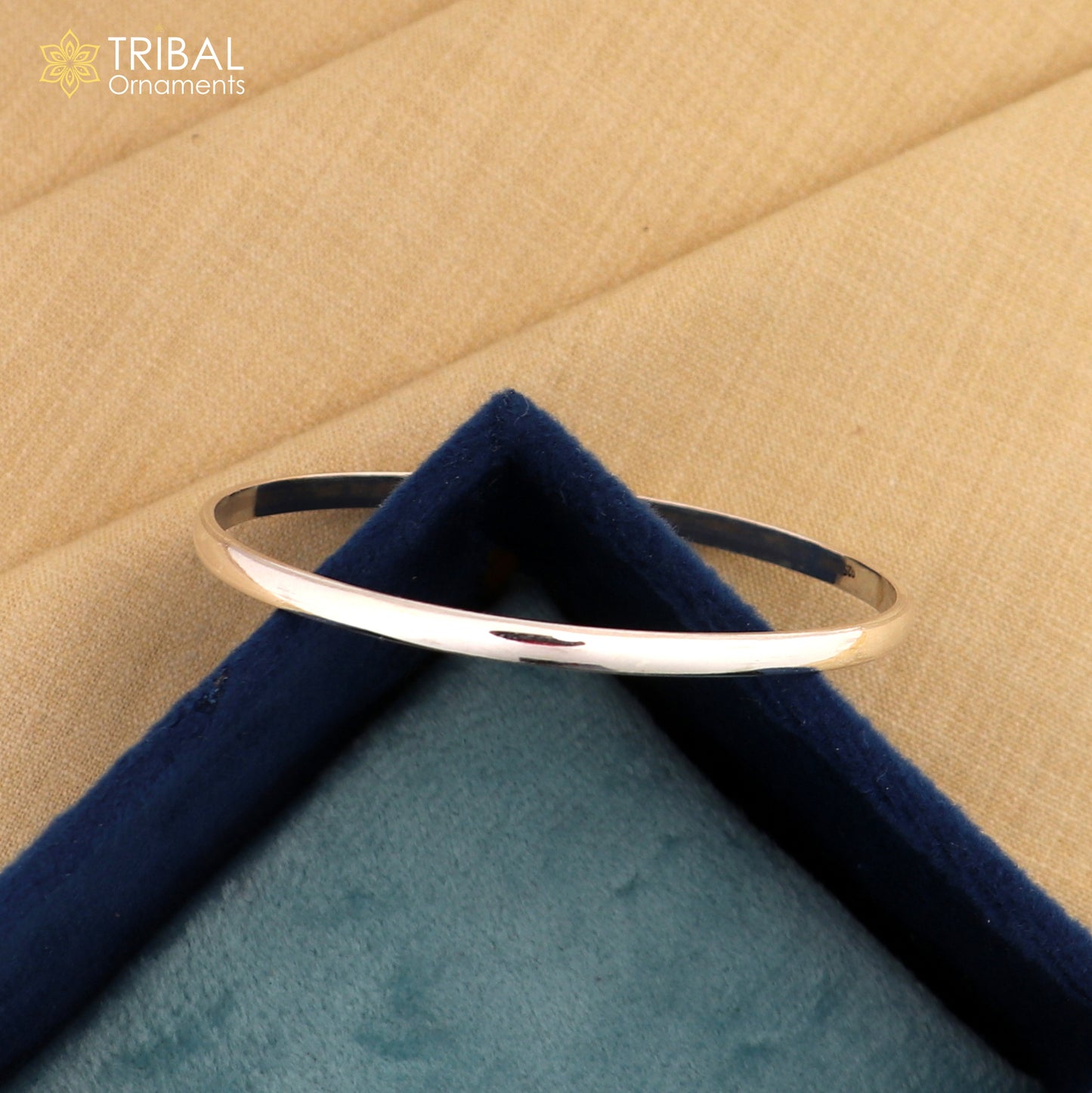 925 Sterling silver customized plain d shape bangle kada tribal jewelry nsk930