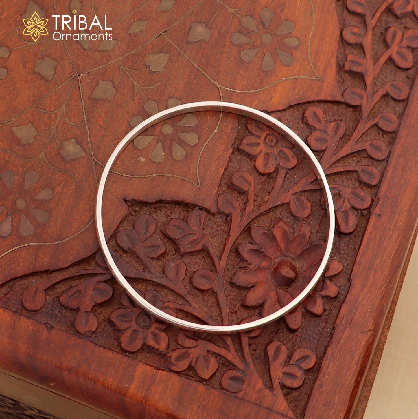 925 Sterling silver customized plain d shape bangle kada tribal jewelry nsk930
