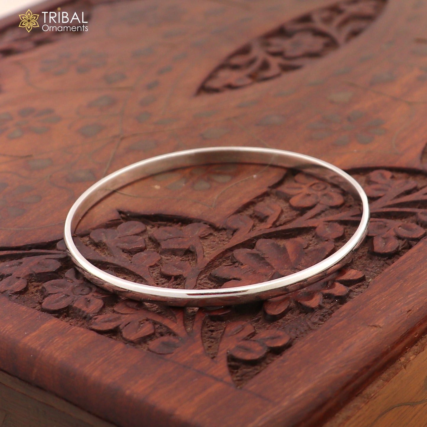 925 Sterling silver customized plain d shape bangle kada tribal jewelry nsk930