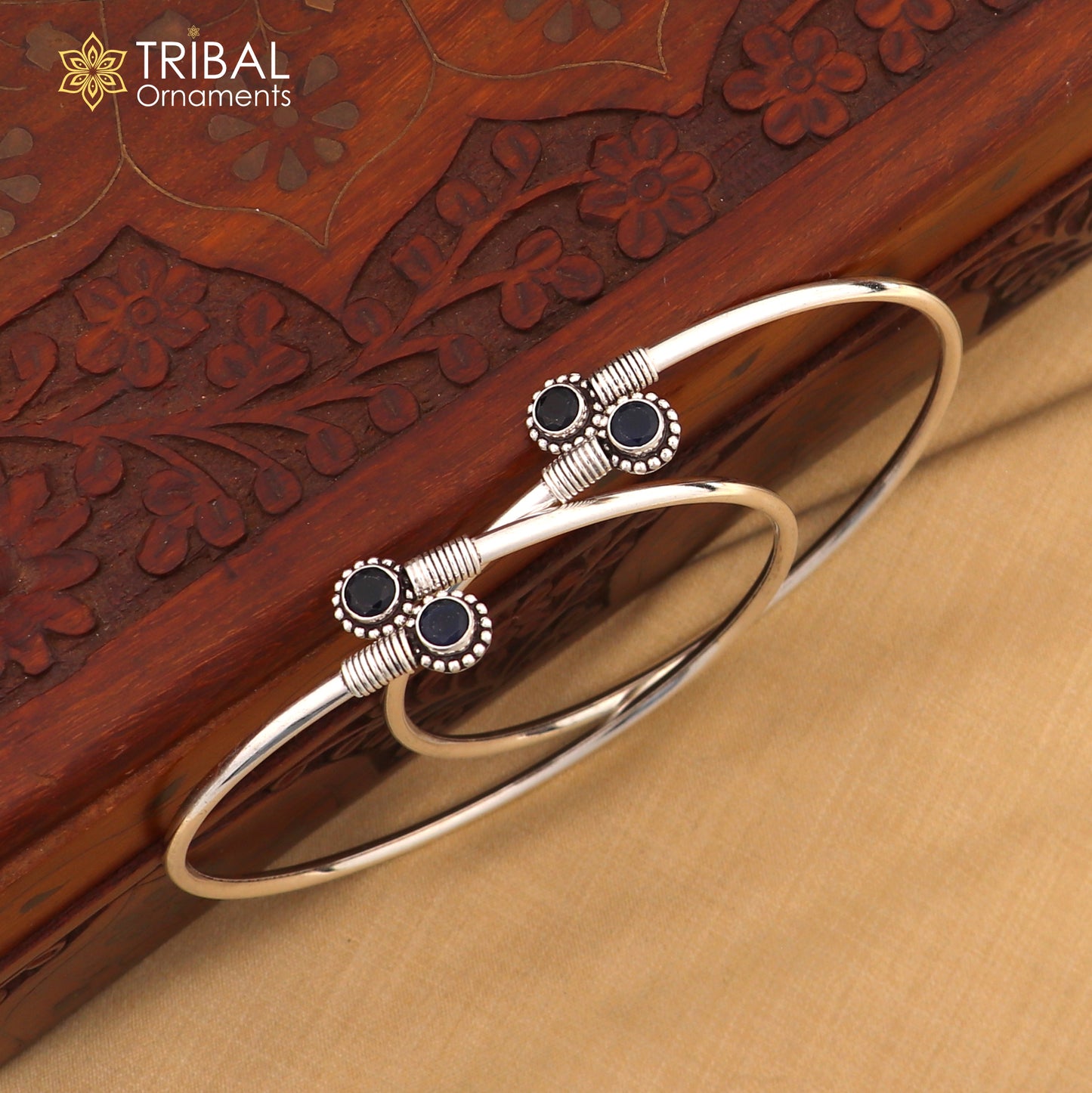 925 sterling silver round blue stone customized foot bracelet anklet kada ethnic jewelry nsfk135