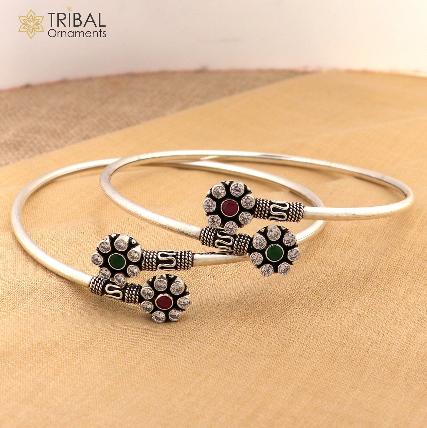925 sterling silver round design red or green stone customized foot bracelet anklet kada ethnic jewelry nsfk139