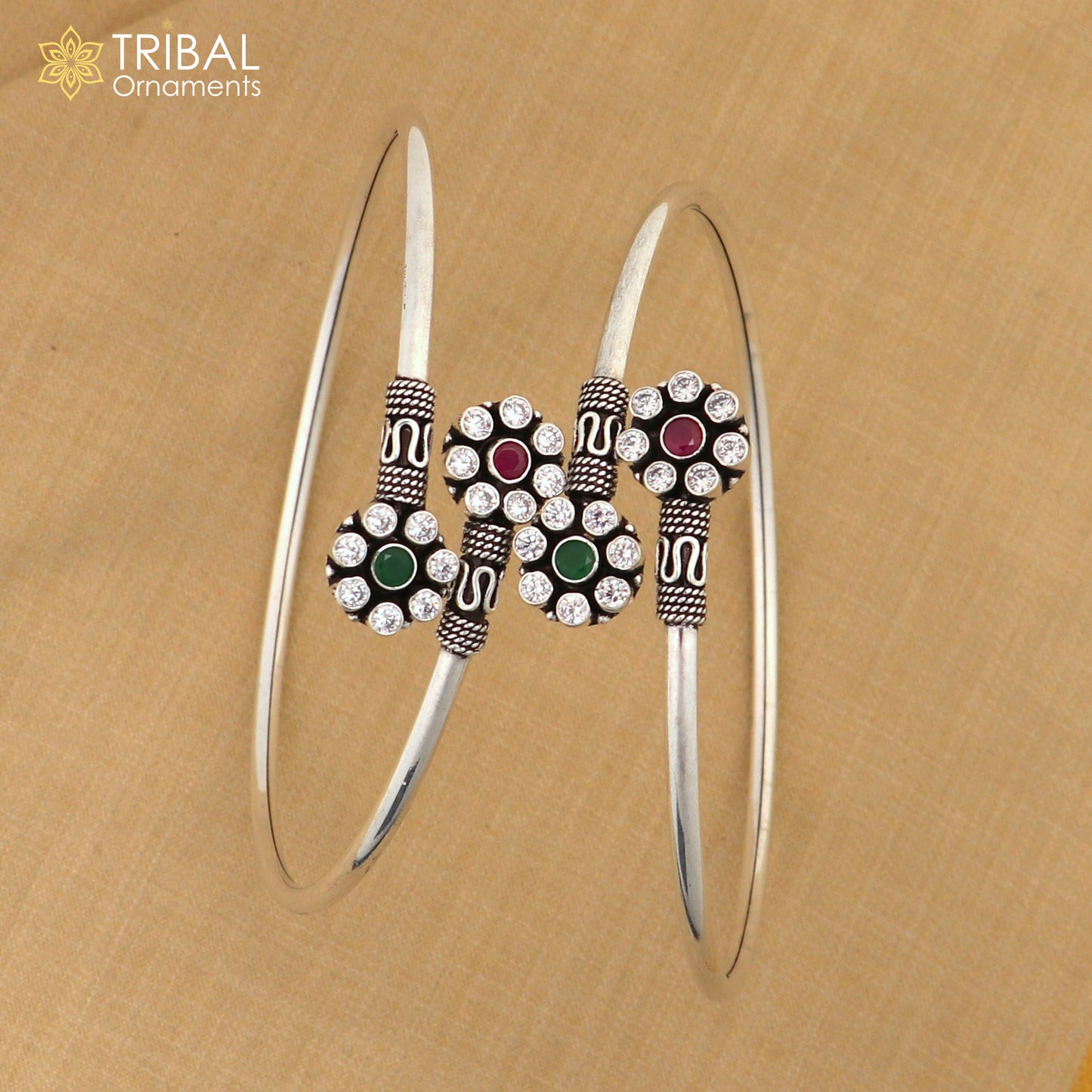 925 sterling silver round design red or green stone customized foot bracelet anklet kada ethnic jewelry nsfk139