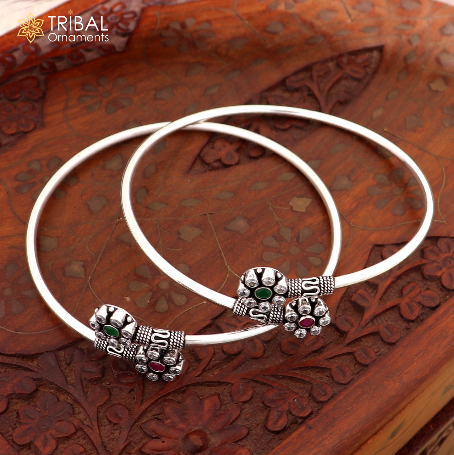 925 sterling silver round design red or green stone customized foot bracelet anklet kada ethnic jewelry nsfk139