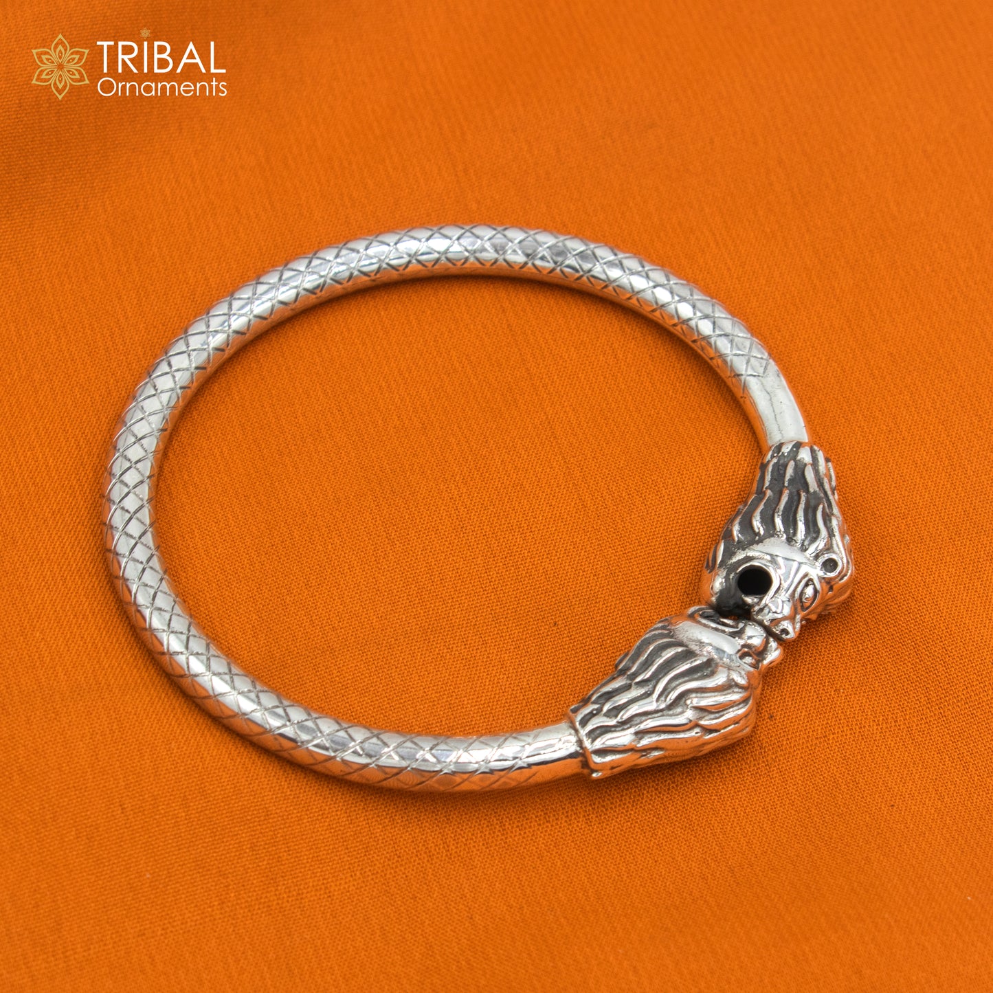 925 sterling silver handmade Lion face design bangle bracelet kada nsk892 - TRIBAL ORNAMENTS