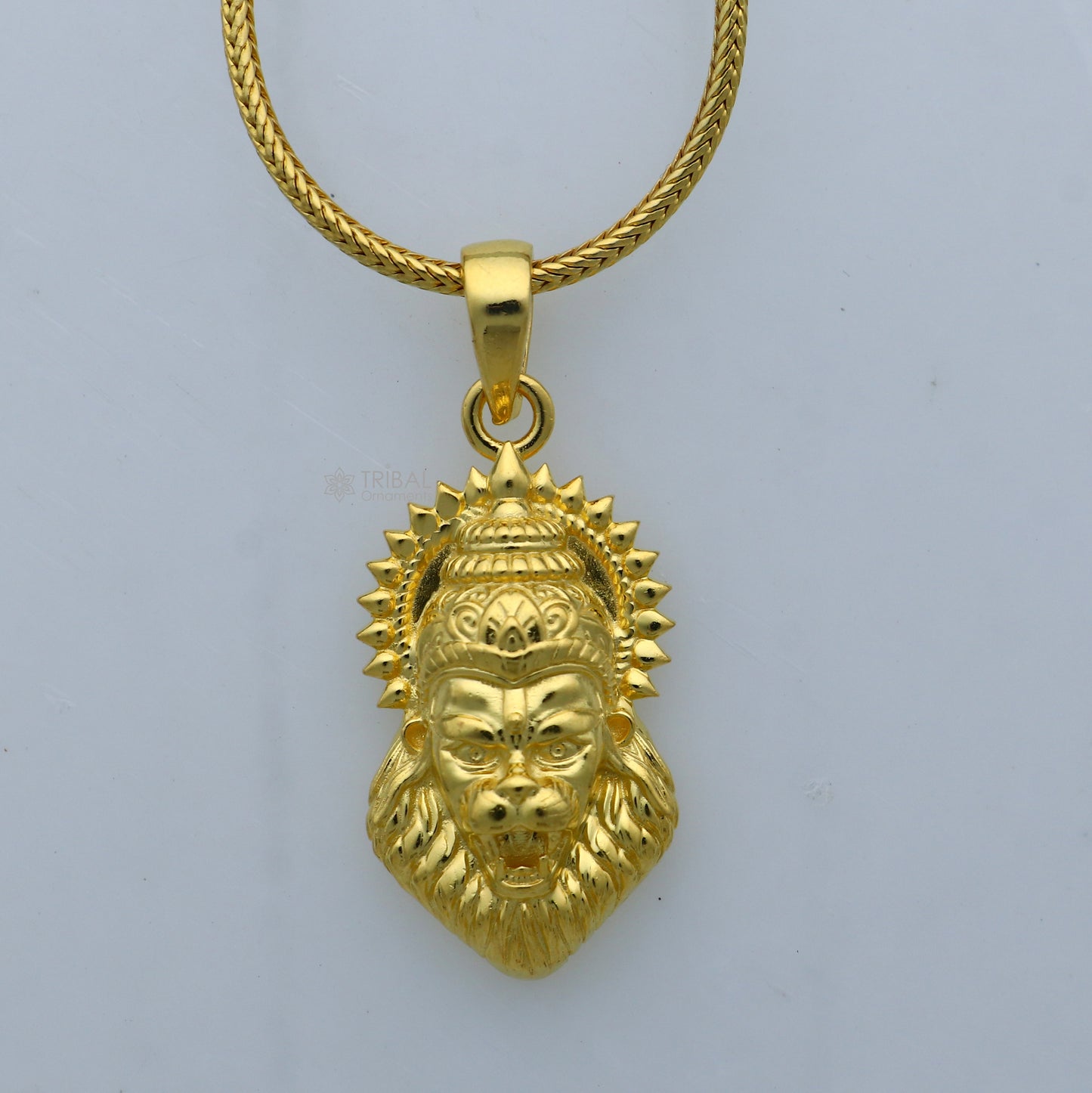 925 sterling silver gold polished Lord Vishnu Narsimha divine pendant nsp914 - TRIBAL ORNAMENTS