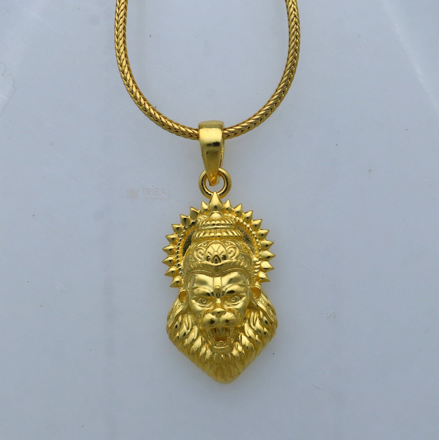 925 sterling silver gold polished Lord Vishnu Narsimha divine pendant nsp914 - TRIBAL ORNAMENTS
