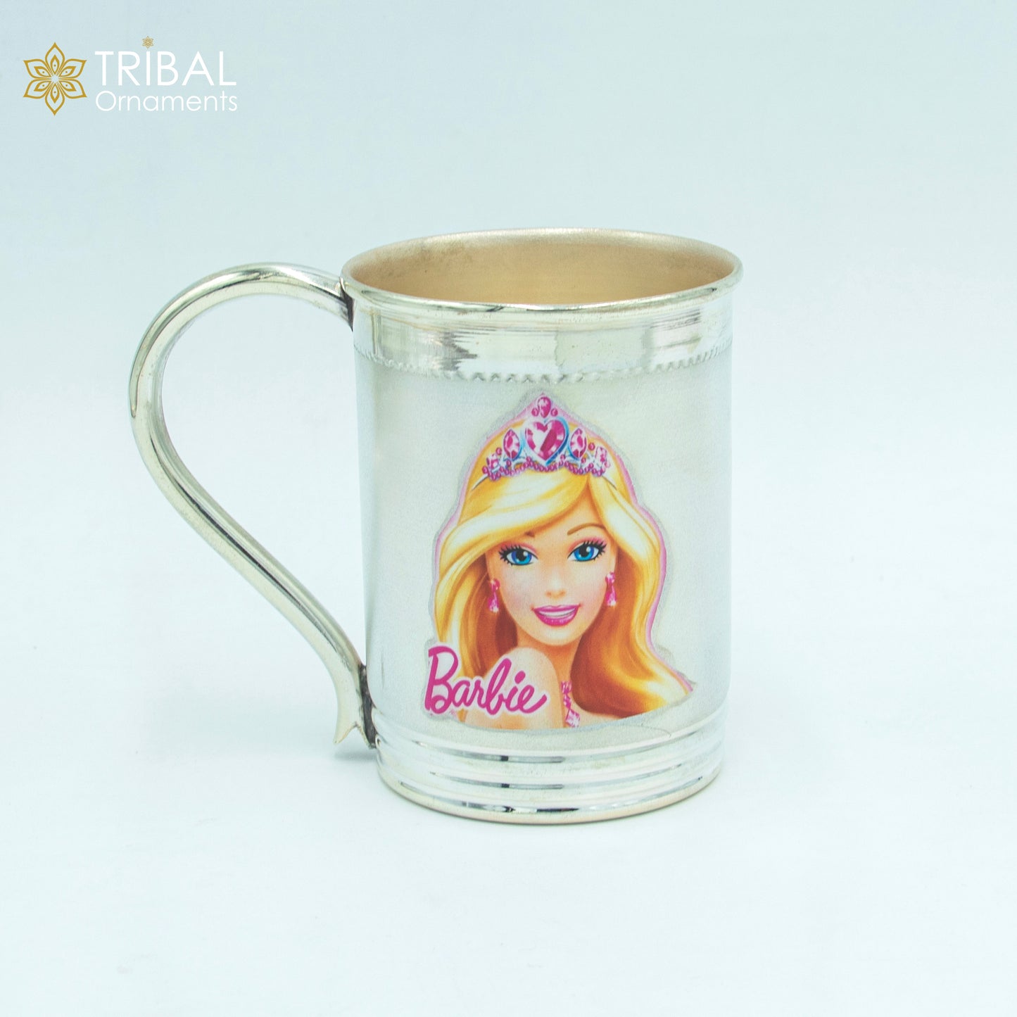 925 sterling silver handmade barbie design coffee cup or water milk cup tumbler, silver baby food flask, silver kids utensils gift sv298 - TRIBAL ORNAMENTS