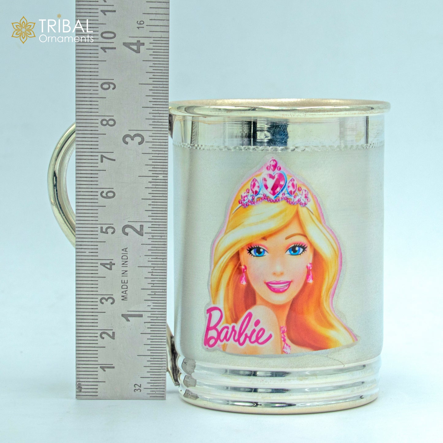 925 sterling silver handmade barbie design coffee cup or water milk cup tumbler, silver baby food flask, silver kids utensils gift sv298 - TRIBAL ORNAMENTS