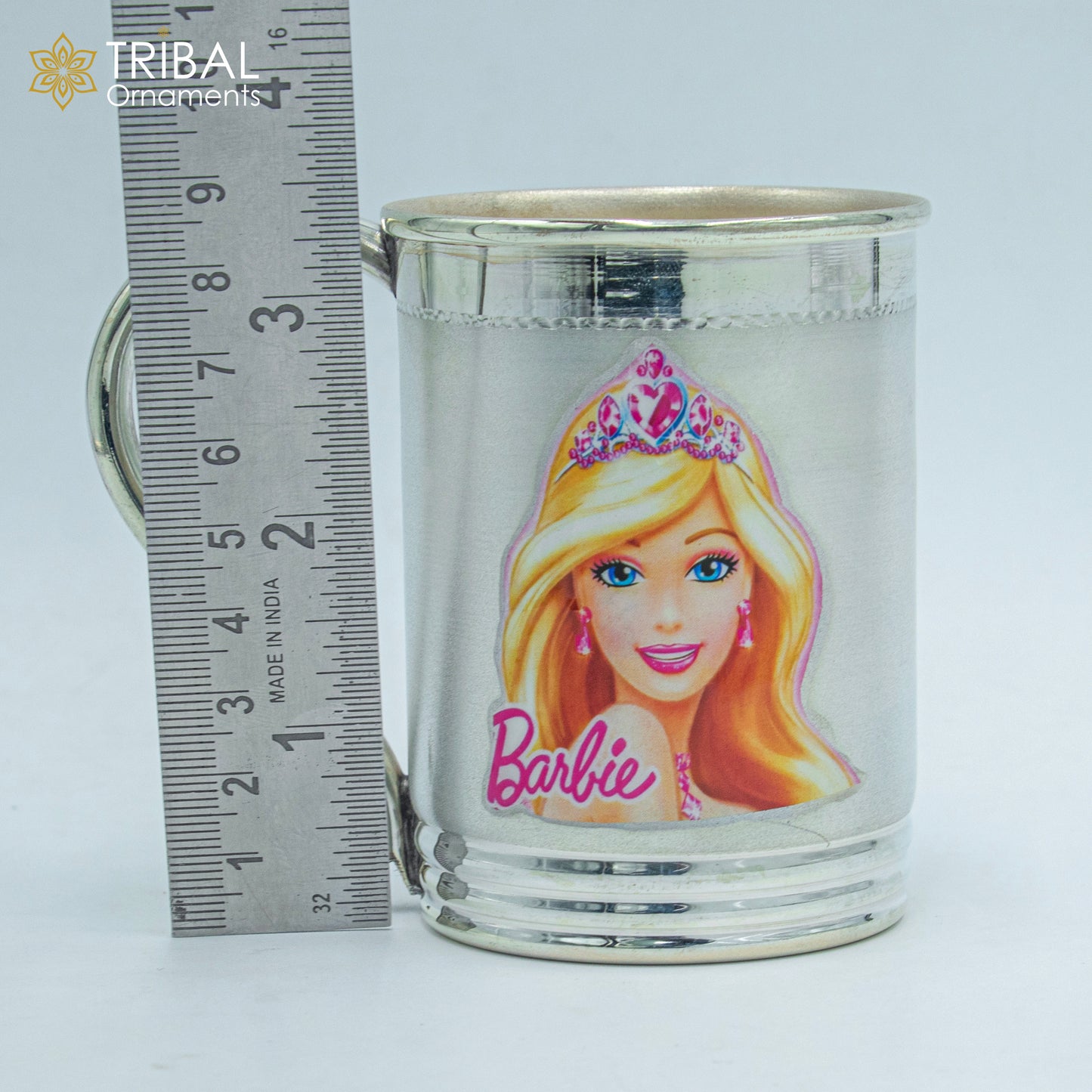 925 sterling silver handmade barbie design coffee cup or water milk cup tumbler, silver baby food flask, silver kids utensils gift sv298 - TRIBAL ORNAMENTS