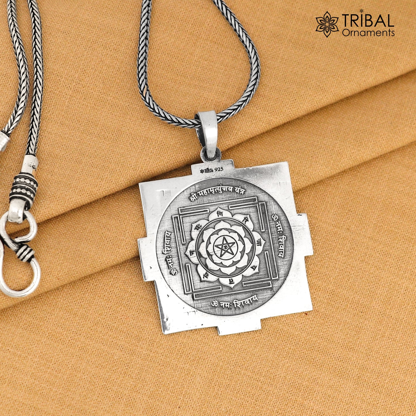 925 Sterling silver Shree chakra and maha mrityunjay chakra yantra pendant ethnic jewelry nsp1077