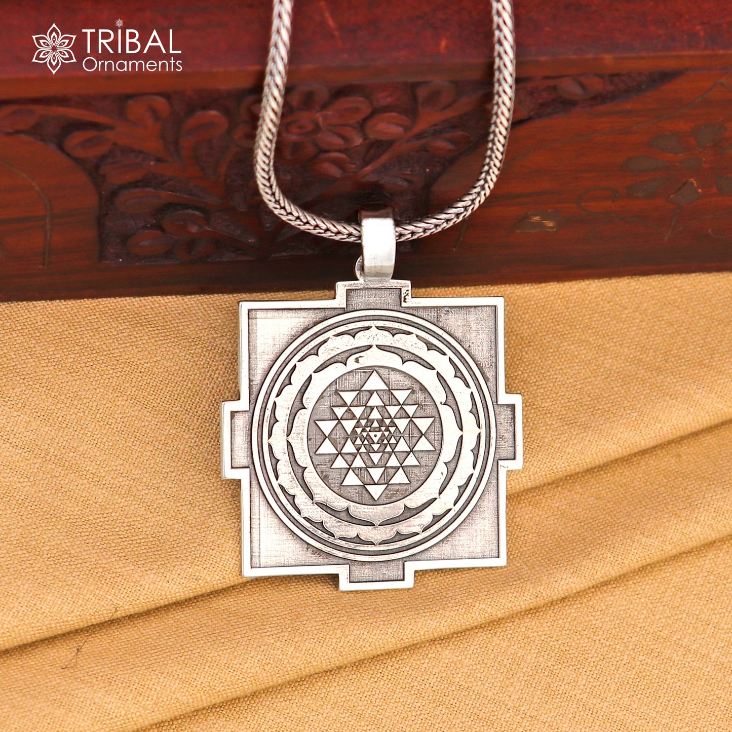 925 Sterling silver Shree chakra and maha mrityunjay chakra yantra pendant ethnic jewelry nsp1077