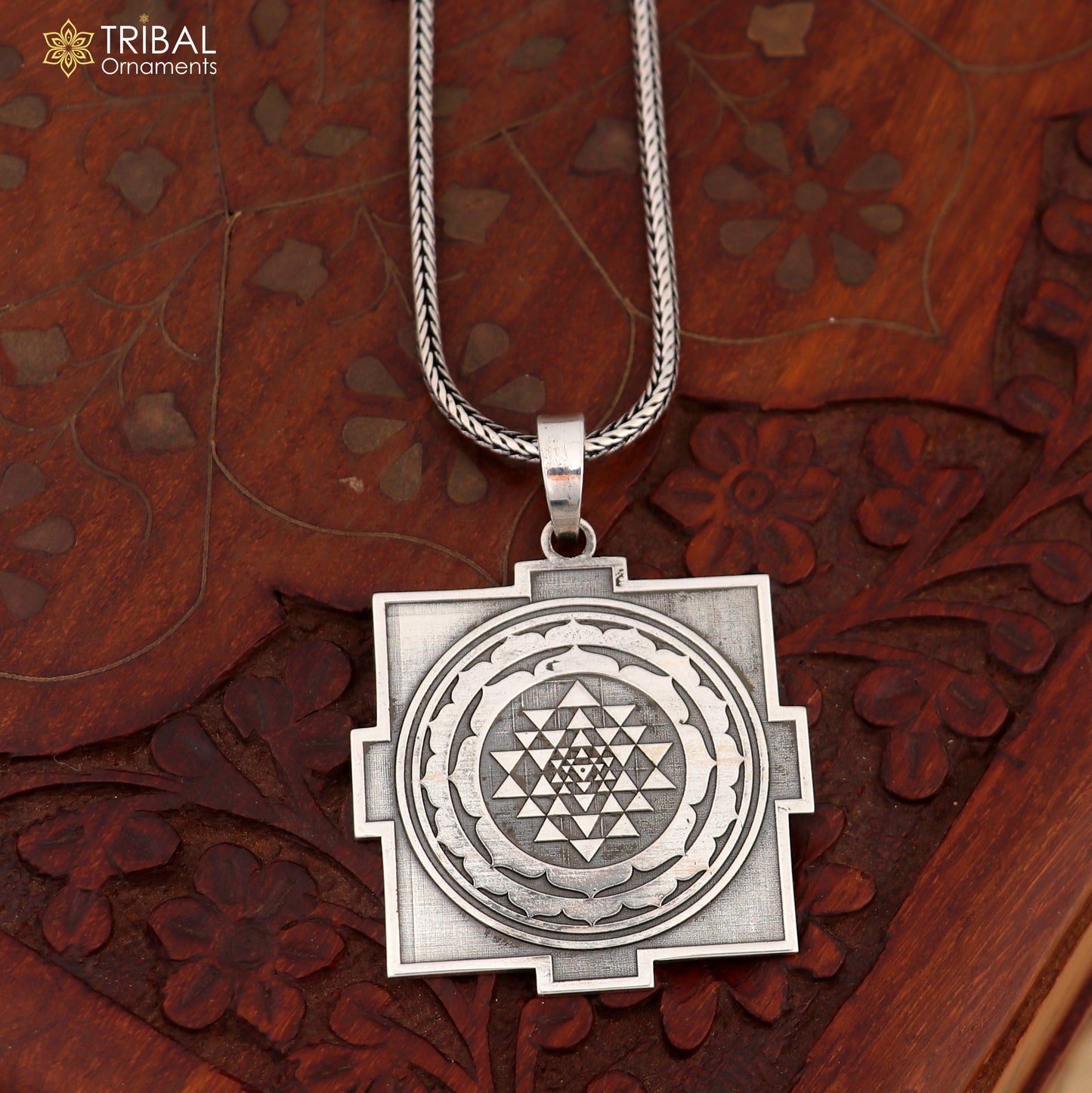 925 Sterling silver Shree chakra and maha mrityunjay chakra yantra pendant ethnic jewelry nsp1077
