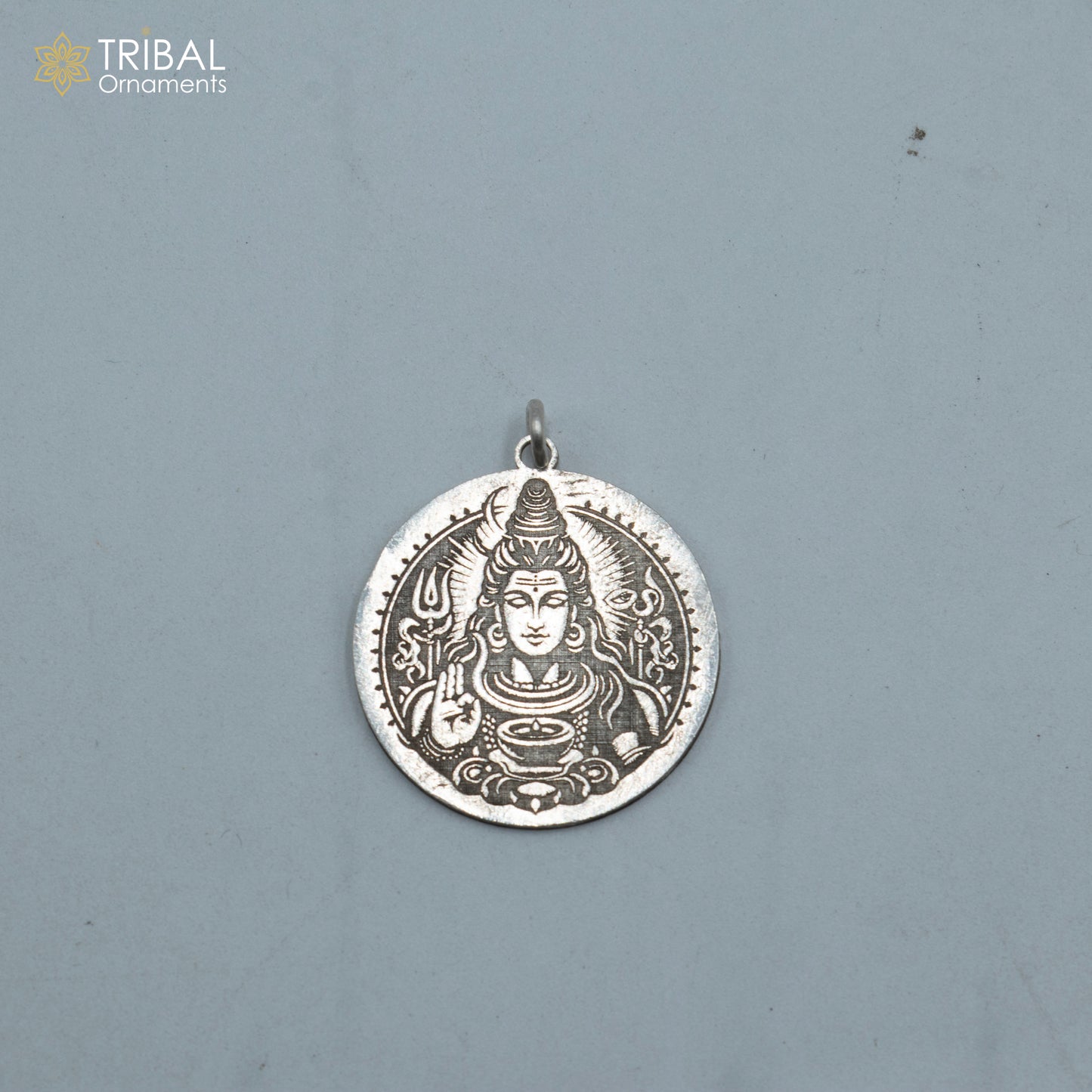 925 sterling silver handmade lord mahakal yantram Pendant with chain tribal jewellery nsp1040 - TRIBAL ORNAMENTS