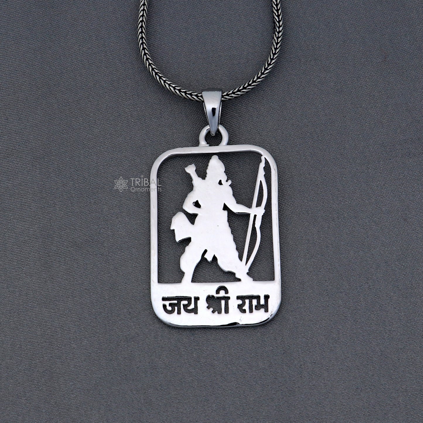 925 sterling silver handmand "Jai shree ram" ram mantra pendant nsp891 - TRIBAL ORNAMENTS