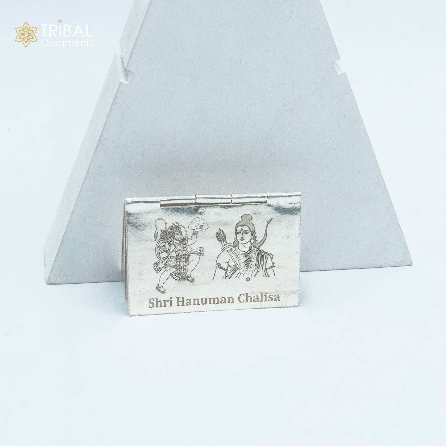 925 sterling silver handmade complete Shree Hanuman Chalisa with Arti small mini 4 page book, amazing puja article from India su880 - TRIBAL ORNAMENTS
