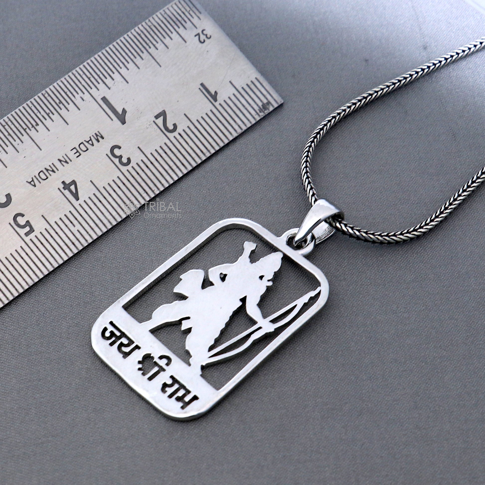 925 sterling silver handmand "Jai shree ram"  ram mantra pendant nsp891 - TRIBAL ORNAMENTS
