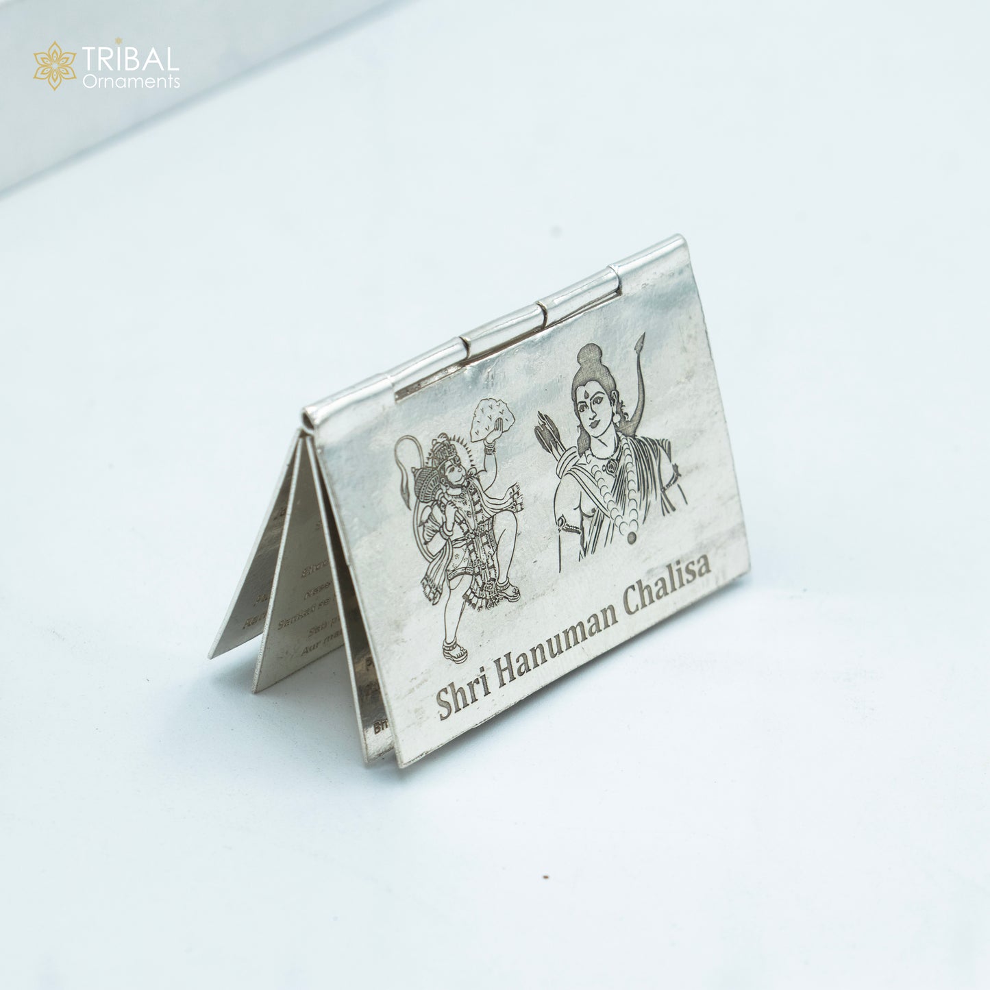 925 sterling silver handmade complete Shree Hanuman Chalisa with Arti small mini 4 page book, amazing puja article from India su880 - TRIBAL ORNAMENTS
